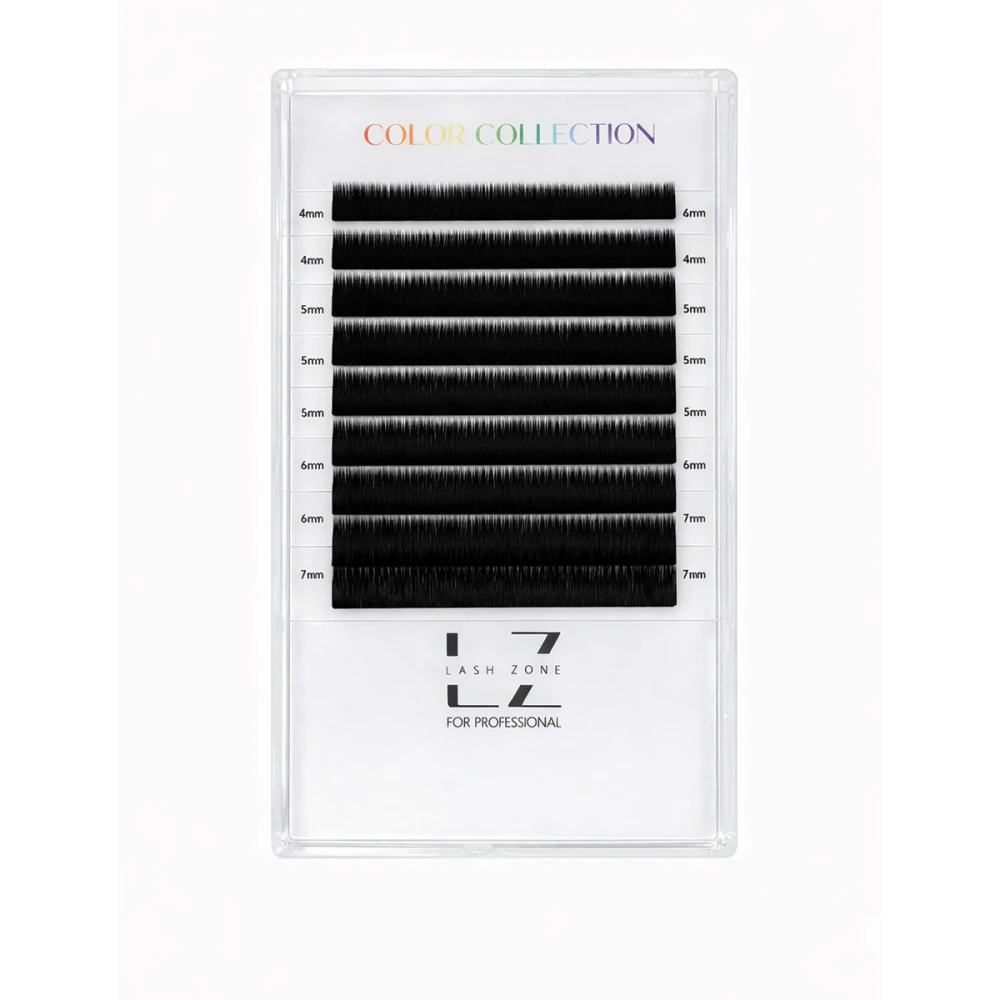 Брови для наращивания Lash Zone (MIX 8 линий Черные 0.10, 4-7 мм)