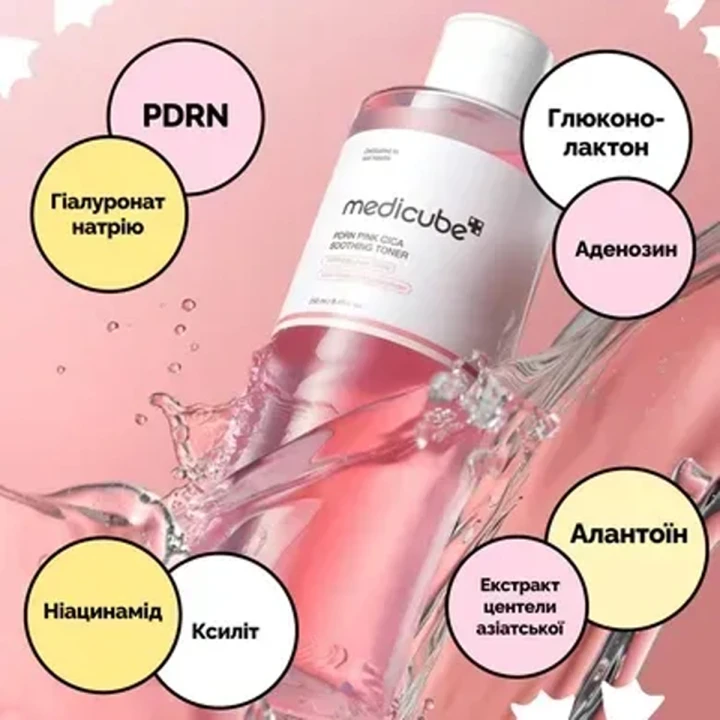 Тонер успокаивающий для лица Medicube (PDRN Pink Cica Soothing Toner с полинуклеотидами и центелой 250 мл)