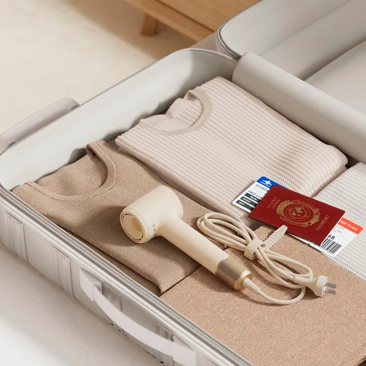 Фен для волосся Laifen MINI + 1 насадка, тревел сумка (Подарункова версія Молочний)