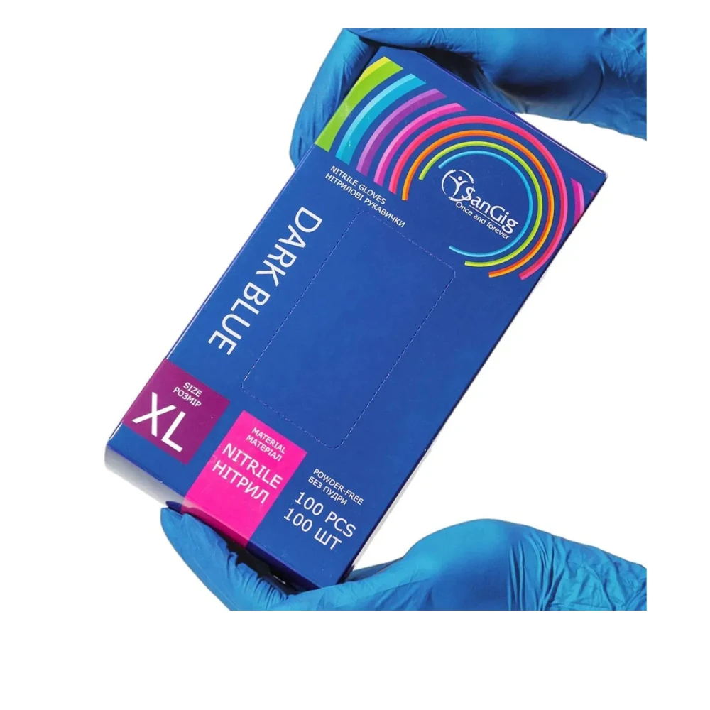 Перчатки Нитриловые Темно-синие SanGig (XL)