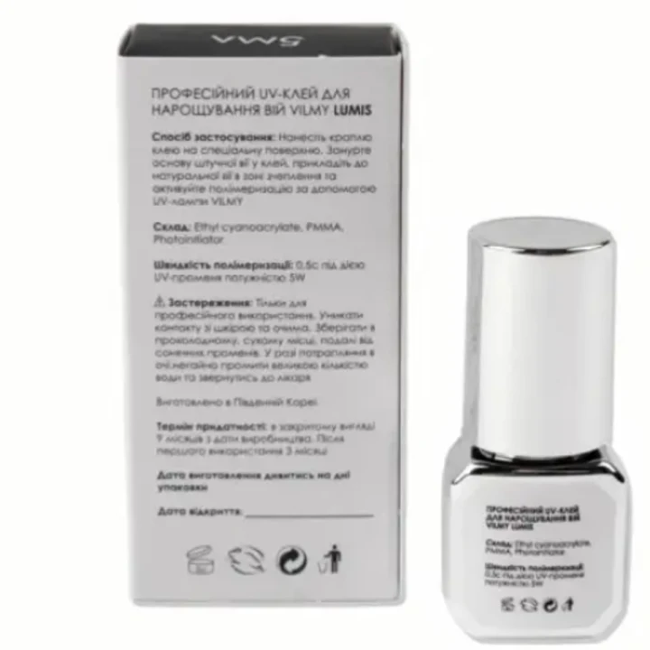 Клей-UV для наращивания ресниц Vilmy (LUMIS Прозрачный 0,5 сек 5 мл)