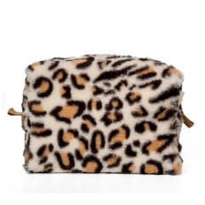 Косметичка середня хутро Miso (Світлий лео квадрат)