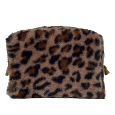 Косметичка середня хутро Miso (Темний лео квадрат)