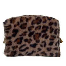 Косметичка средний мех (Темный лео квадрат)