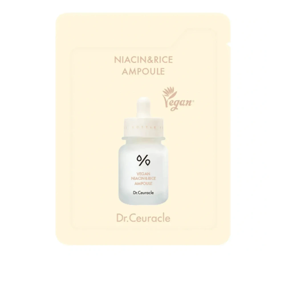 Сыворотка ампульная веганская для выравнивания тона Dr.Ceuracle (Vegan Niacin and Rice Ampoule с ниацинамидом и экстрактом риса саше 2 мл)