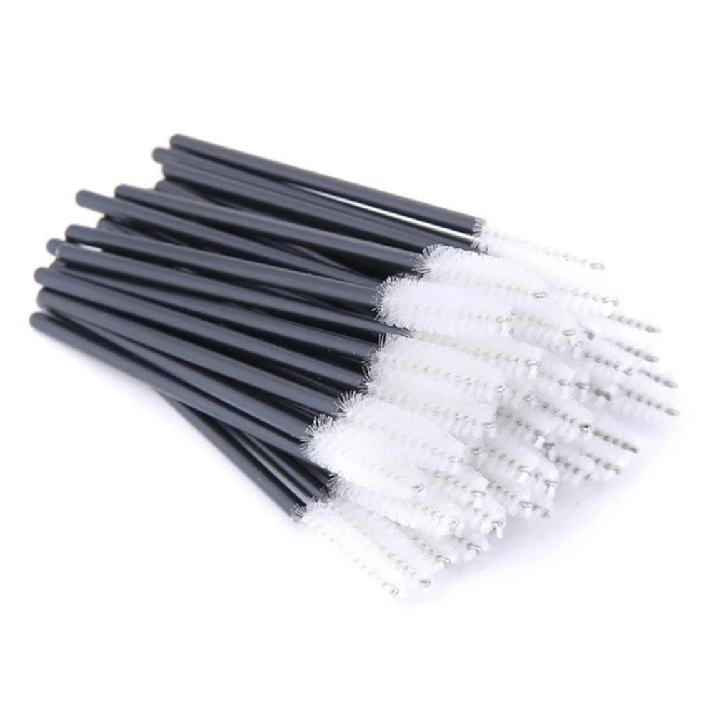 Щеточка для ресниц NoName Lashes 50 шт (ручка черная, ворс белый нейлоновая)