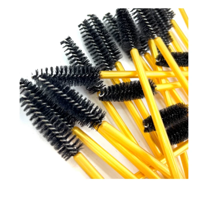 Щеточка для ресниц NoName Lashes 50 шт (ручка золотая, ворс черный нейлоновая)
