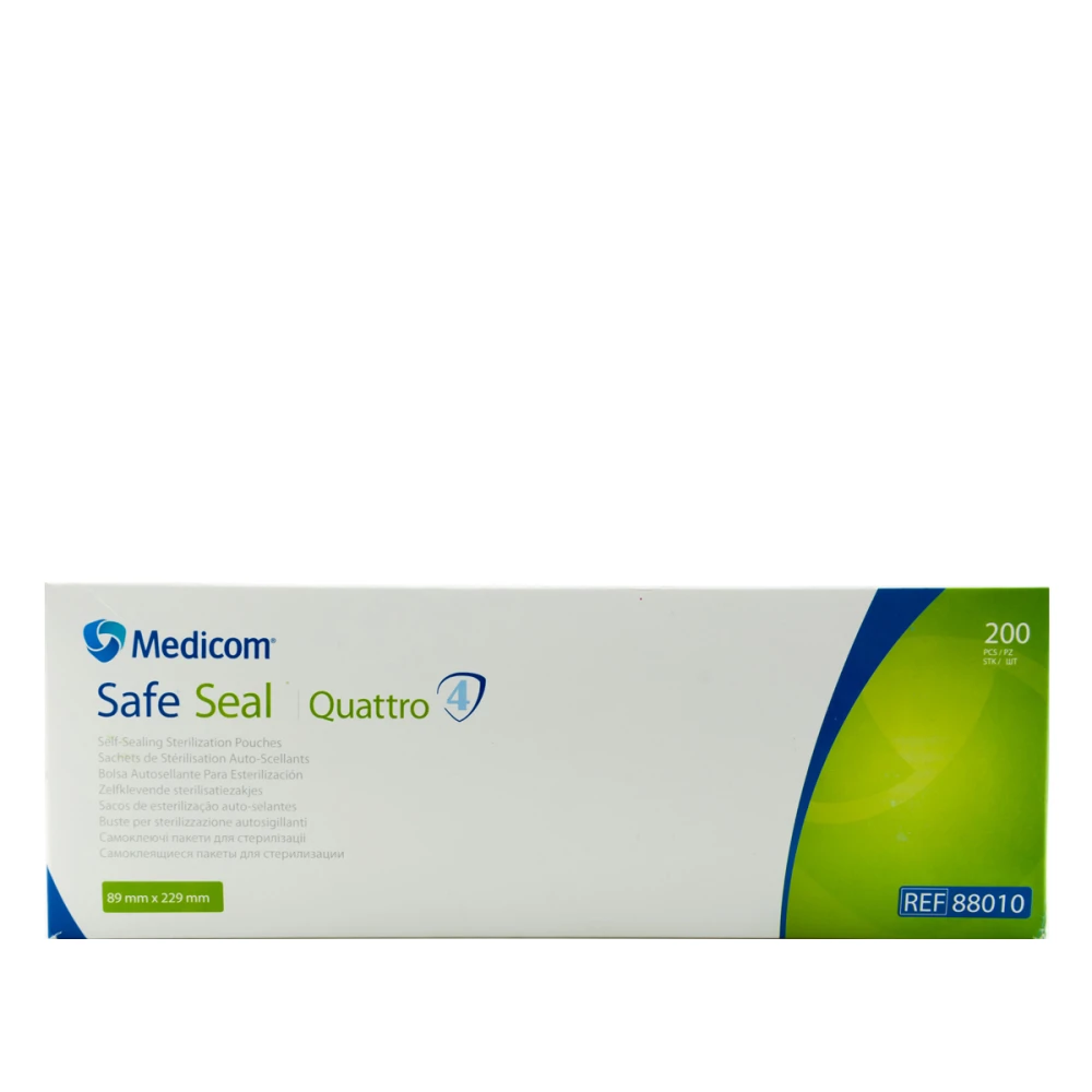 Пакети Medicom самоклеючі для стерилізації Safe Seal Quattro (89*229 мм) 200 шт