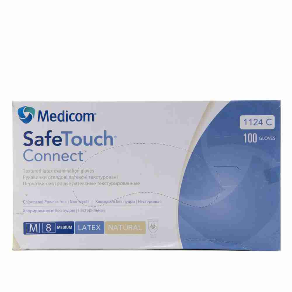 Перчатки латексные без пудры нестерильные Medicom SafeTouch Conect 100 шт, р.M