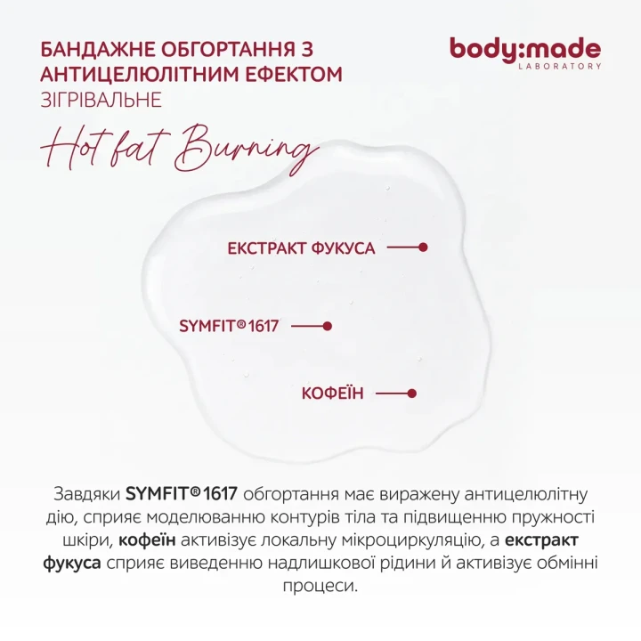Обгортання бандажне зігрівальне BodyMade (з антицелюлітним ефектом 150 мл)