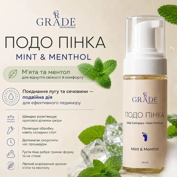 Пенка-размягчитель для ног GradeProf (PODO Urea Complex Мята и Ментол NEW Formula 150 мл)