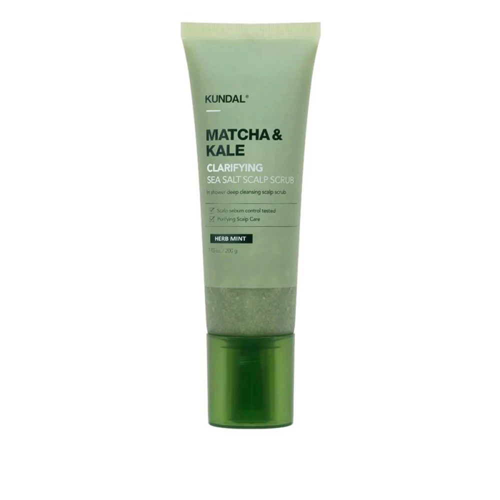 Скраб для шкіри голови Kundal (Matcha&Kale Clarifying Sea Salt Scalp Scrub Herb Mint 200 г)