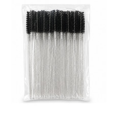 Щеточка для ресниц NoName Lashes 50 шт (ручка глитерная прозрачная, ворс черный нейлоновая)