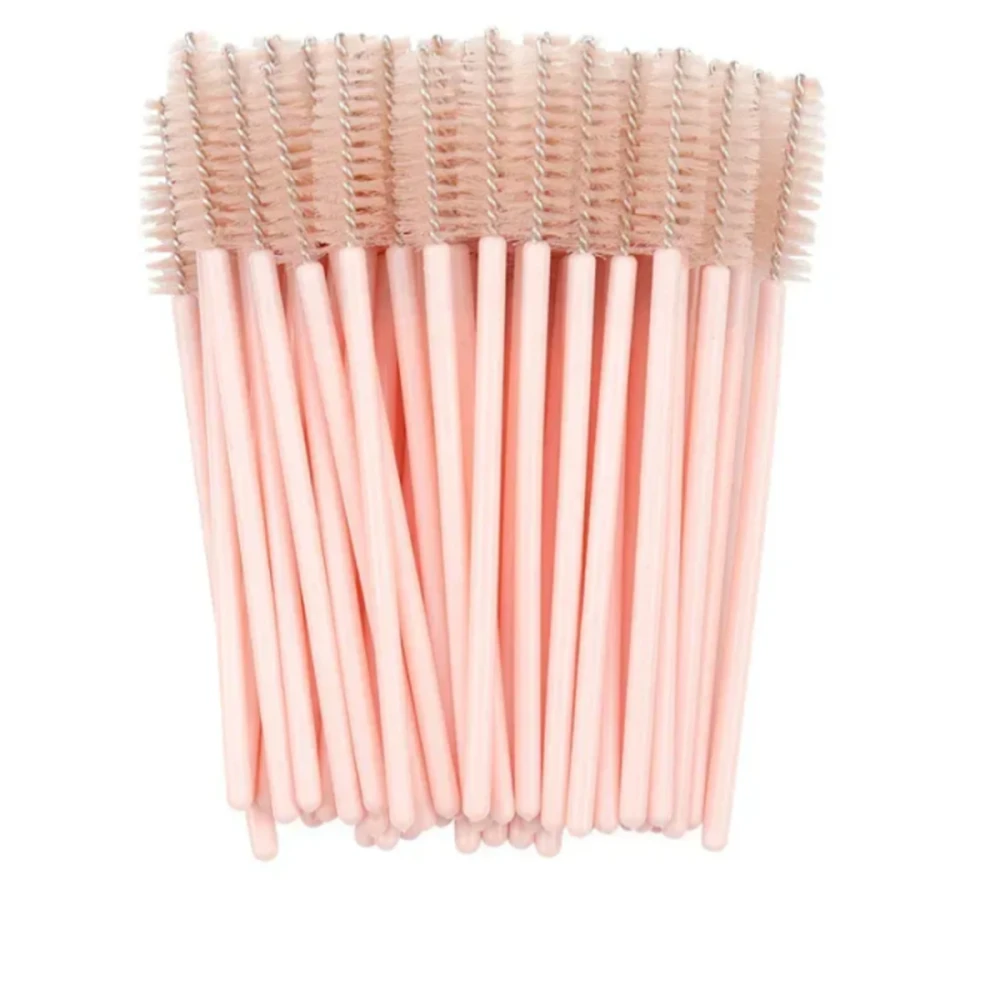 Щіточка для вій NoName Lashes 50 шт (ручка пудрова, ворс пудровий нейлонова)