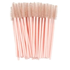 Щіточка для вій NoName Lashes 50 шт (ручка пудрова, ворс пудровий нейлонова)