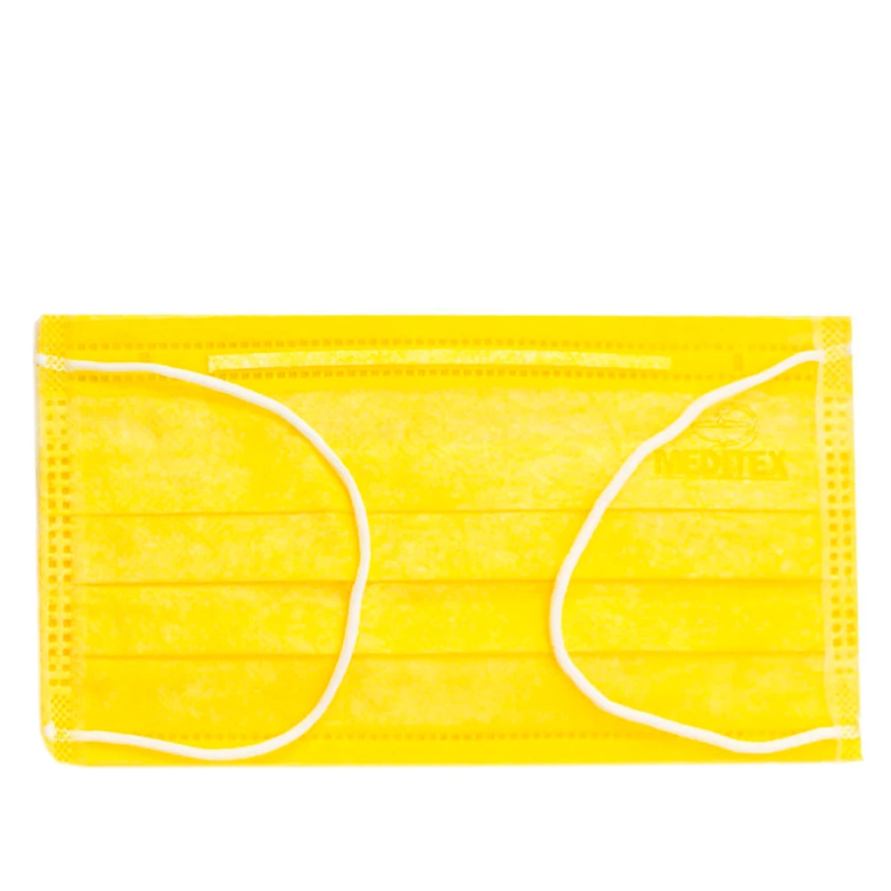 Маска защитная ABENA 3-х слойная на резинке Meditex 50/40 шт Желтая