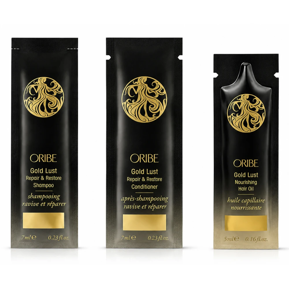 Набір саше для волосся Oribe (Gold Lust Shampoo, Conditioner, Oil 7 мл + 7 мл + 5 мл)
