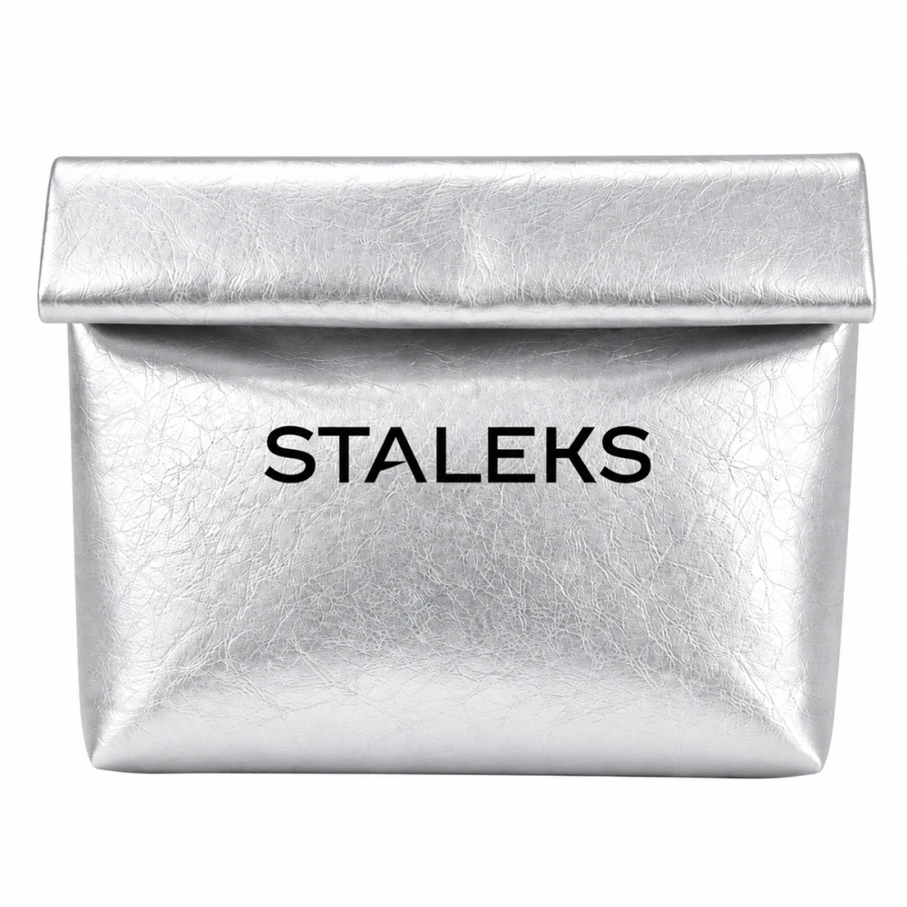 Косметичка STALEKS (серебряная экокожа L)