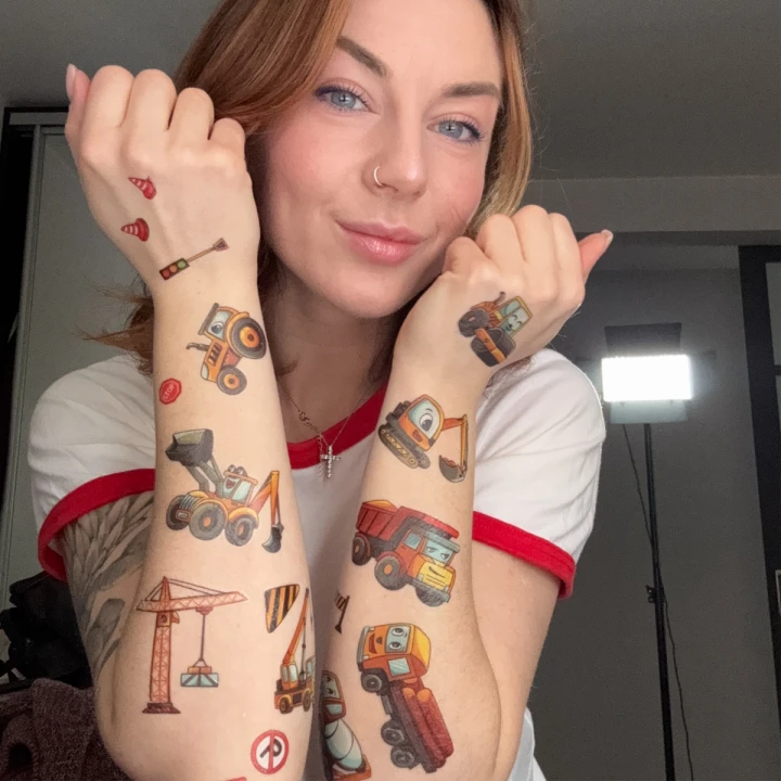 Тату тимчасові дитячі Arley Sign (Будівельні машинки)
