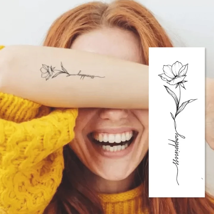 Тату тимчасові сет Arley Sign (Квіти говорять: happiness)