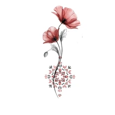 Тату тимчасові сет Arley Sign (Акварельна квітка з вишивкою)