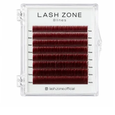 Вії для нарощування Lash Zone (MIX С Burgundy 8 ліній 7-14 мм 0.07)