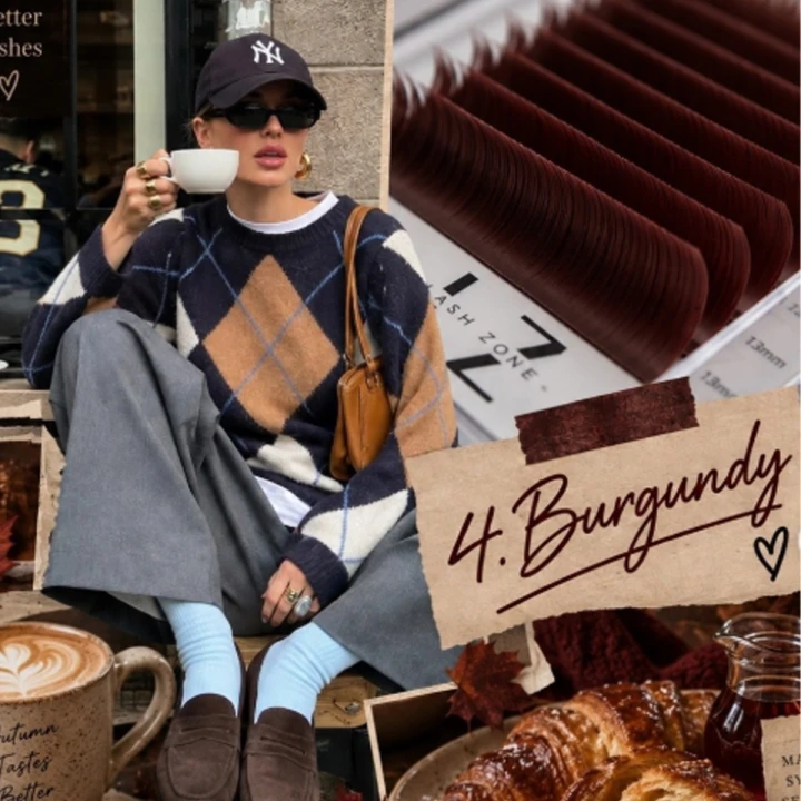 Вії для нарощування Lash Zone (MIX LС Burgundy 8 ліній 7-14 мм 0.07)