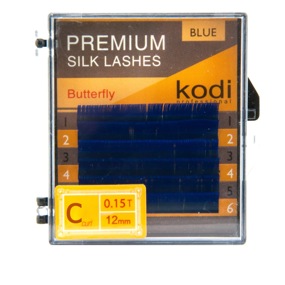 Вії KODI Butterfly блакитні 6 рядів 0,15 * C 12 мм