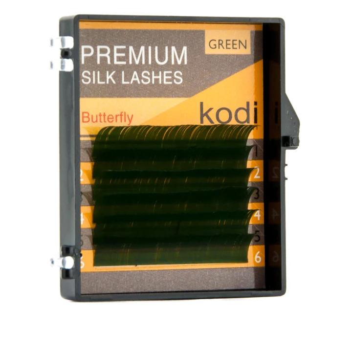 Ресницы KODI Butterfly зеленые 6 рядов 0,15*B 12 мм
