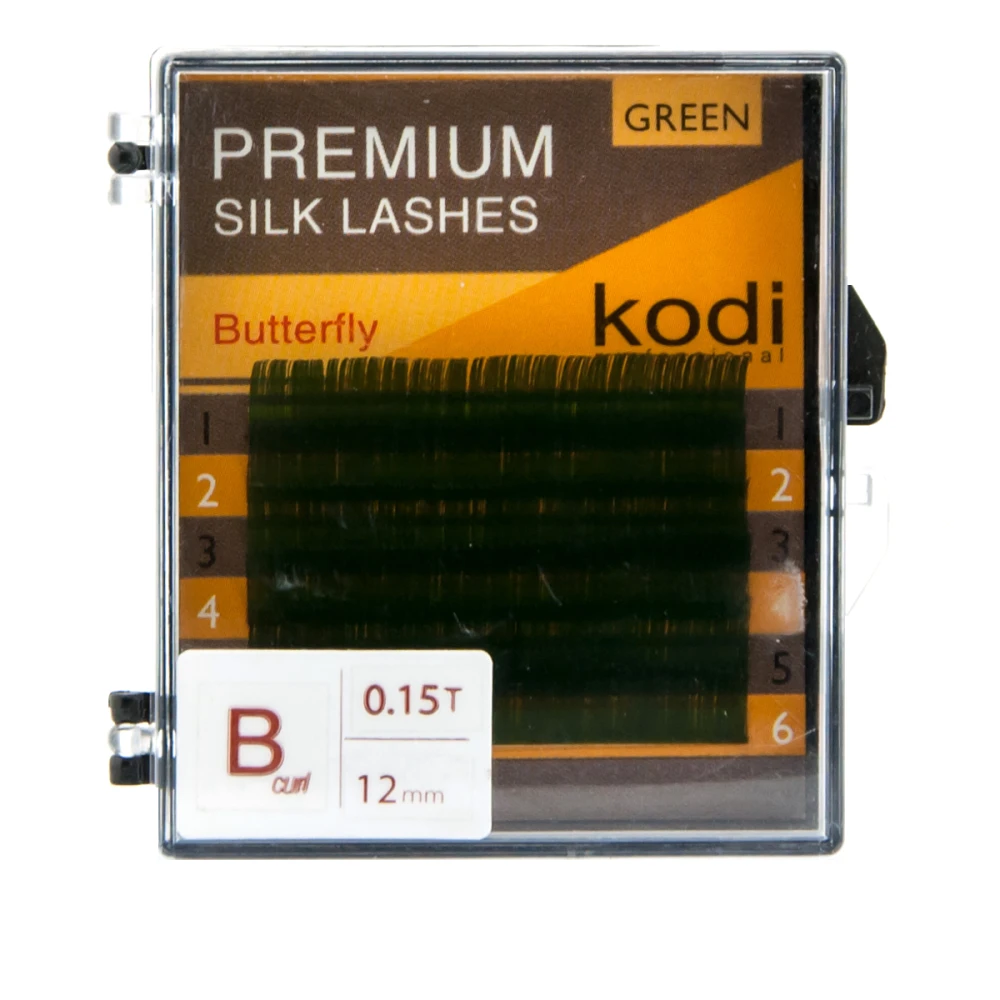 Ресницы KODI Butterfly зеленые 6 рядов 0,15*B 12 мм