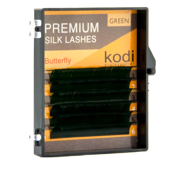 Ресницы KODI Butterfly зеленые 6 рядов 0,15*C 12 мм