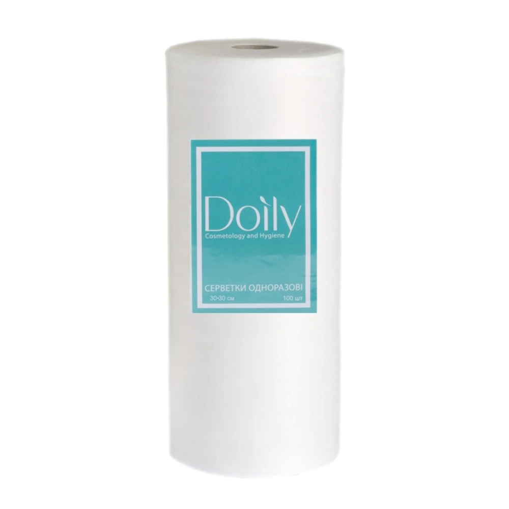 Салфетки гладкие Doily 30*30 см 40 г/м2 100 шт в рулоне
