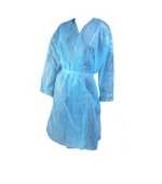 Халат одноразовый Trendy белый/голубой