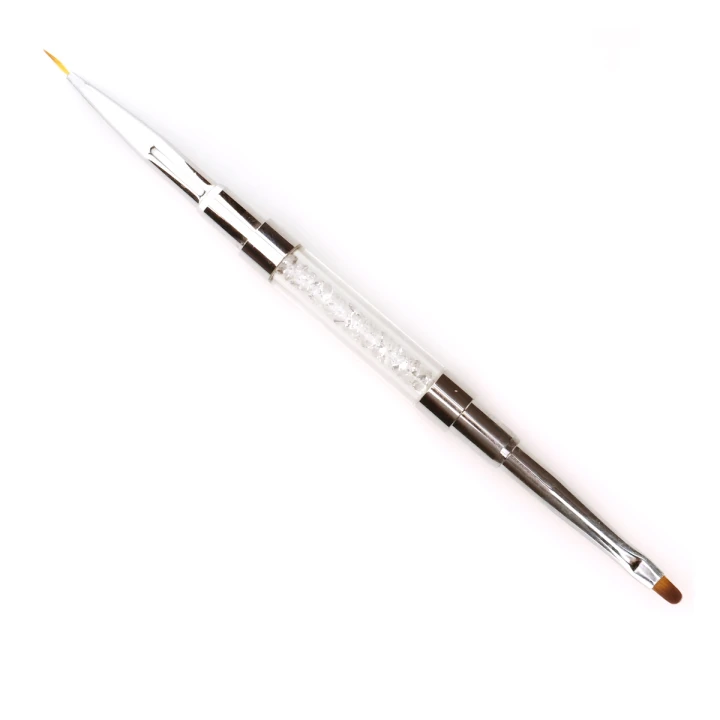 Пензлик двосторонній для гелю овал+лайнер №4 білий