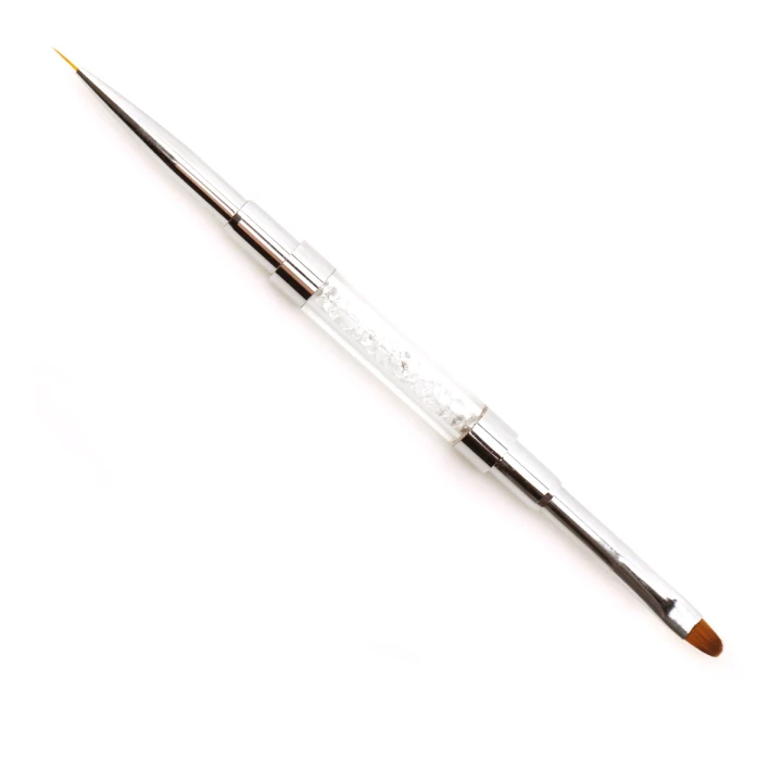 Пензлик двосторонній для гелю овал+лайнер №6 білий