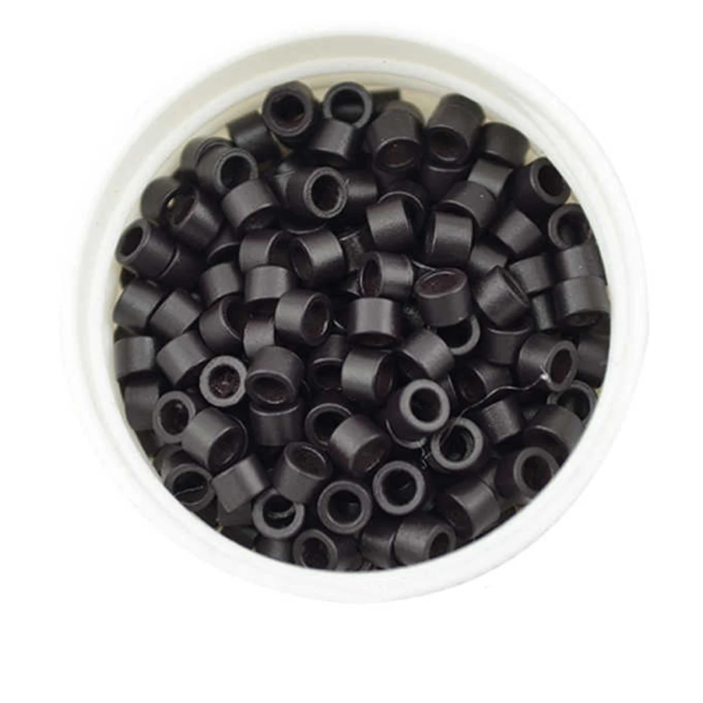 Микрокольца с резьбой Human HAIR черные 1000 шт