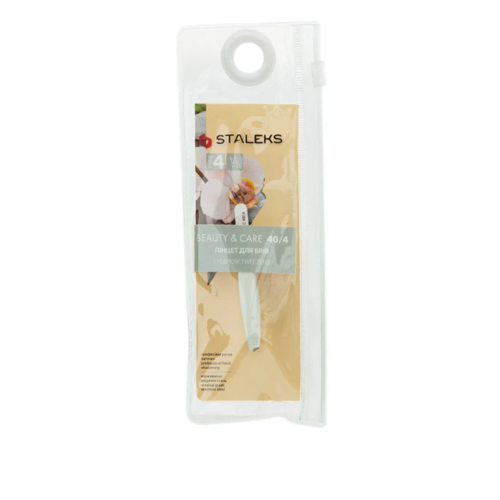 Пінцет для брів STALEKS BEAUTY & CARE 40 TYPE 4 TBC-40/4 вузькі скошені кромки