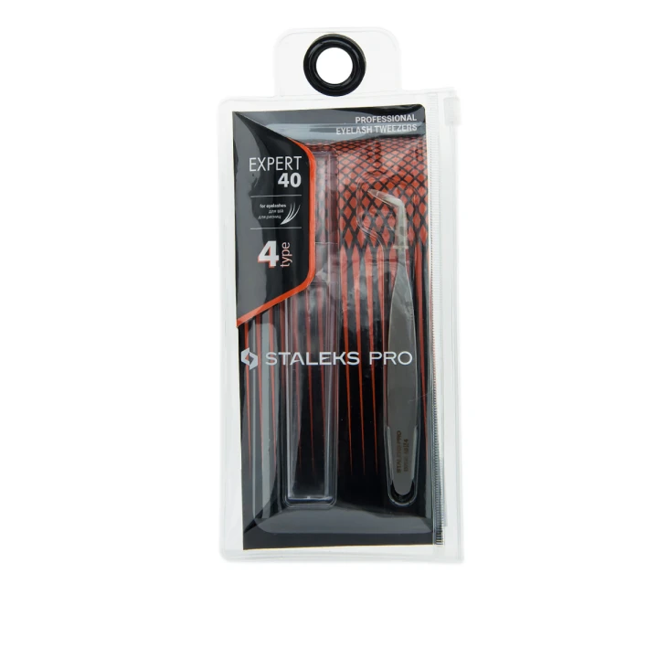 Пинцет профессиональный для ресниц STALEKS EXPERT 40 TYPE 4 TE-40/4  башмачок 60'