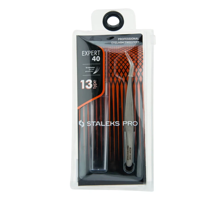 Пинцет профессиональный для ресниц STALEKS EXPERT 40 TYPE 13 TE-40/13 L-образный, 40'