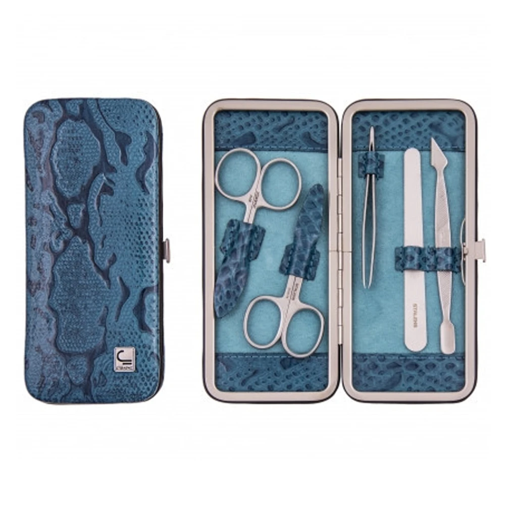 Маникюрный набор STALEKS "Рамка" узкая НМ-04/2 5 предметов змея синяя