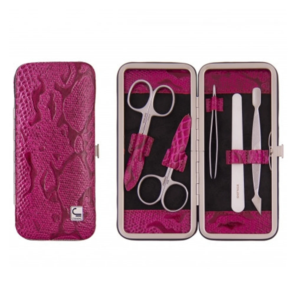 Маникюрный набор STALEKS "Рамка" узкая НМ-04/2 5 предметов змея малиновая