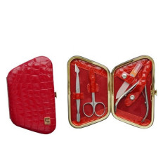 Набор маникюрный STALEKS "Рамка Трапеция" питон красный