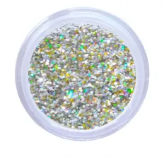 Пісок у баночці NailApex 5 г 114 срібло голограма велика