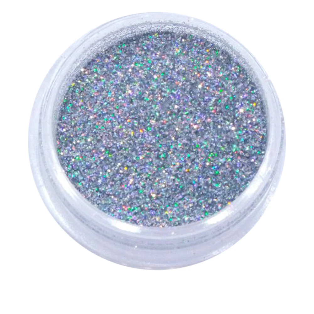 Пісок у баночці NailApex 5 г 107 срібло голограмний дрібний