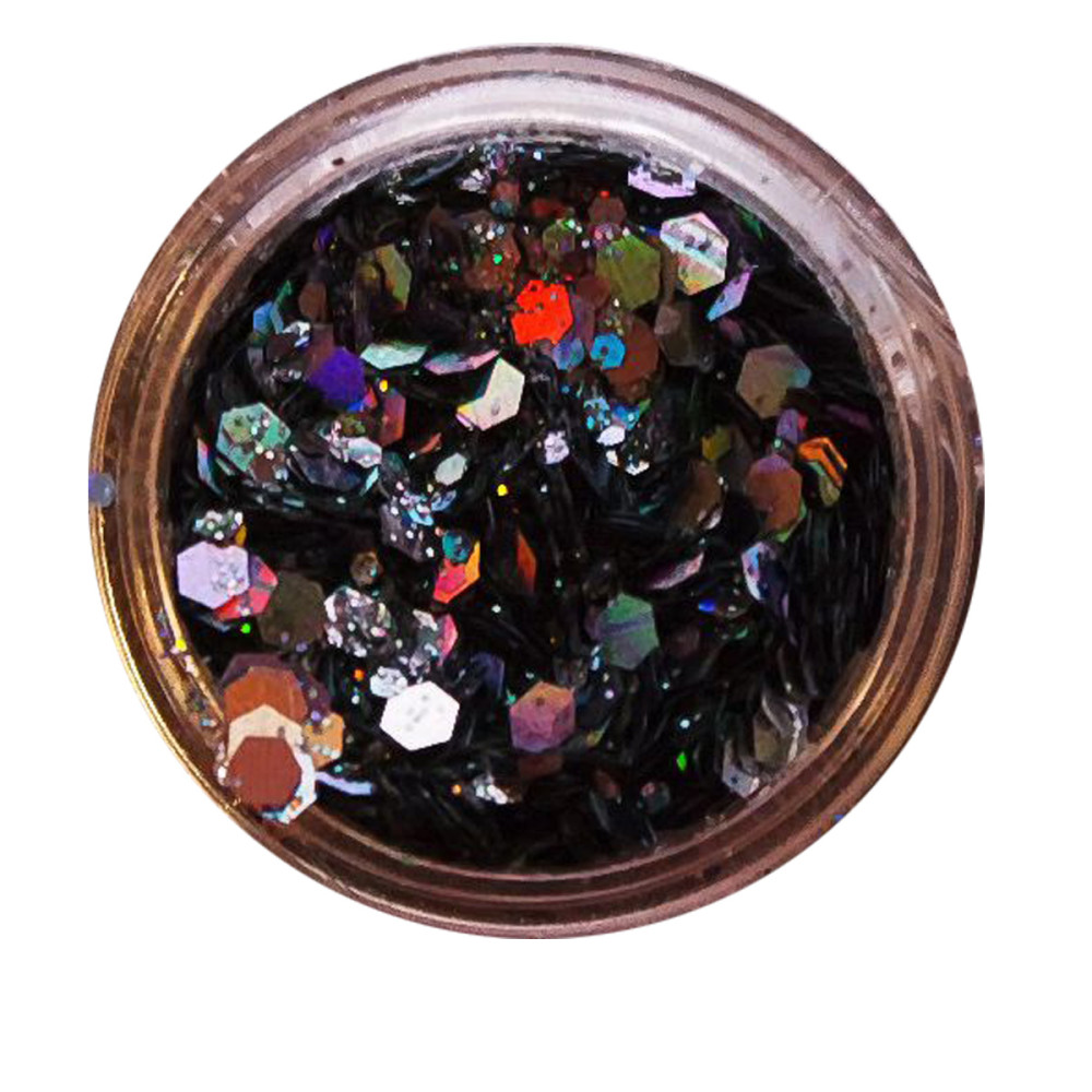 Декор для ногтей NailApex 190 черный голограммный шестигранник