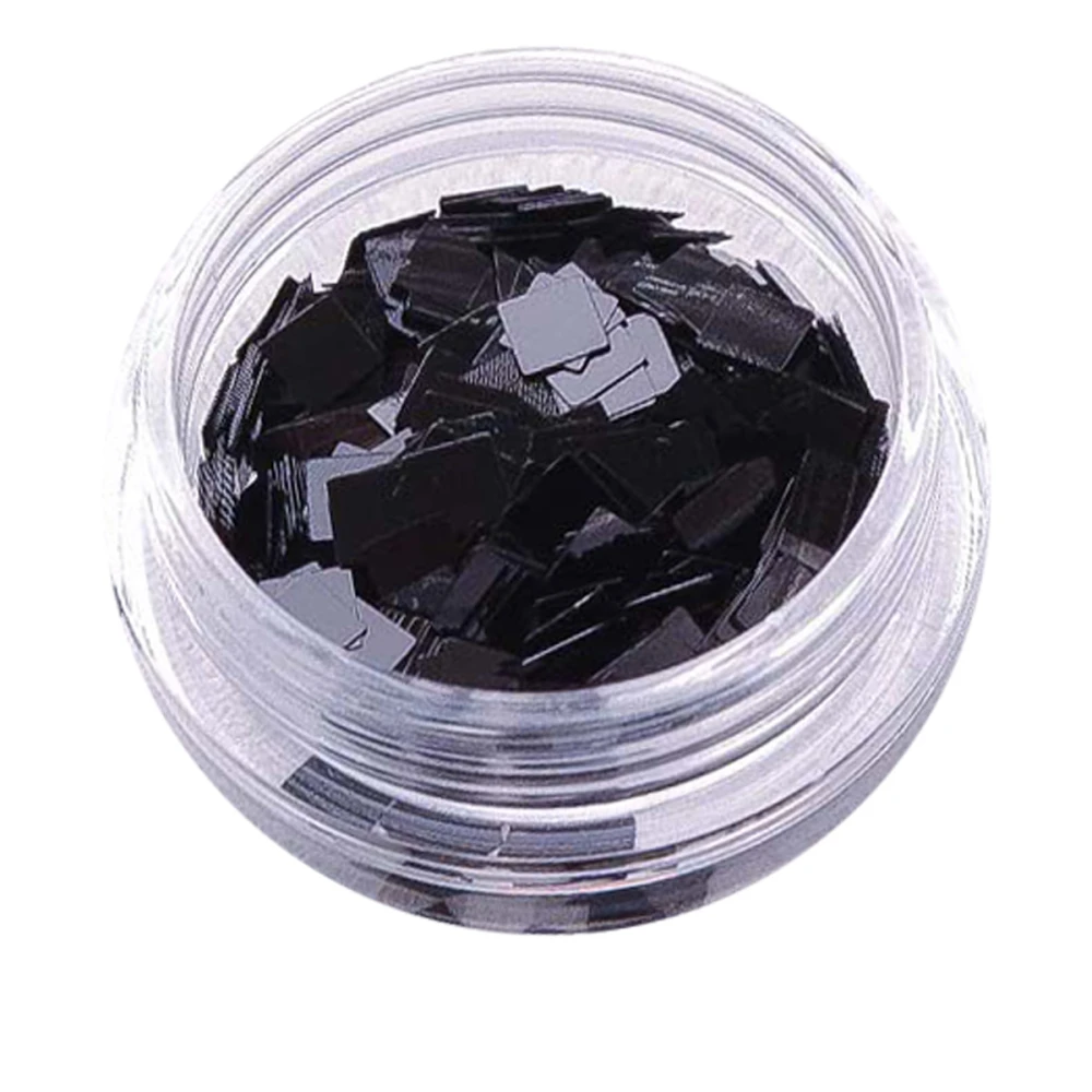 Черный декор NailApex 227 квадрат большой глянцевый