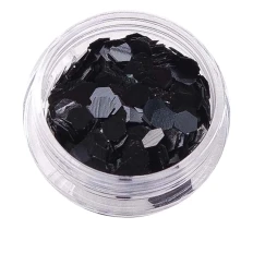 Чорний декор NailApex 228 шестигранник великий глянсовий