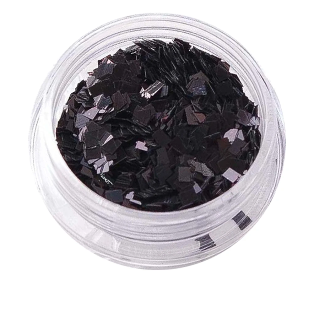 Черный декор NailApex 230 квадрат маленький глянцевый