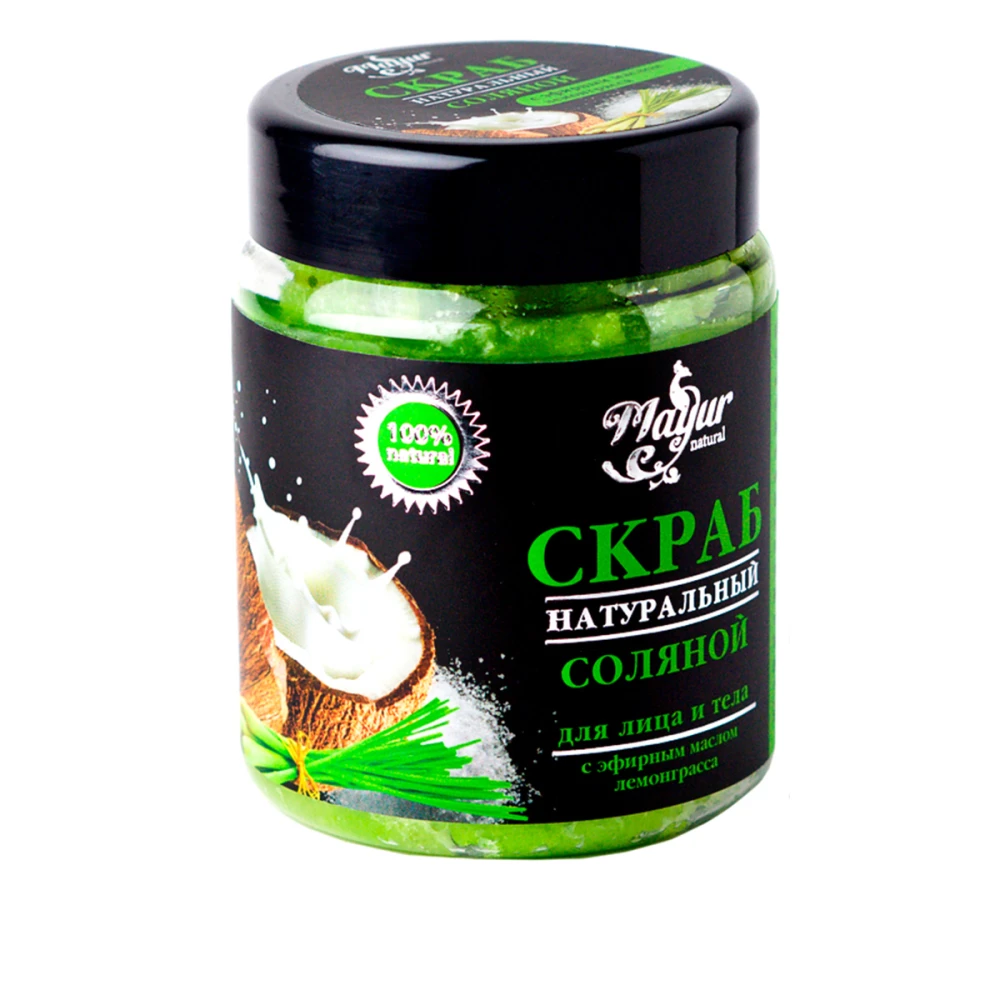 Скраб для лица и тела с эфирным маслом лемонграсса Биофарма Mayur 250 мл