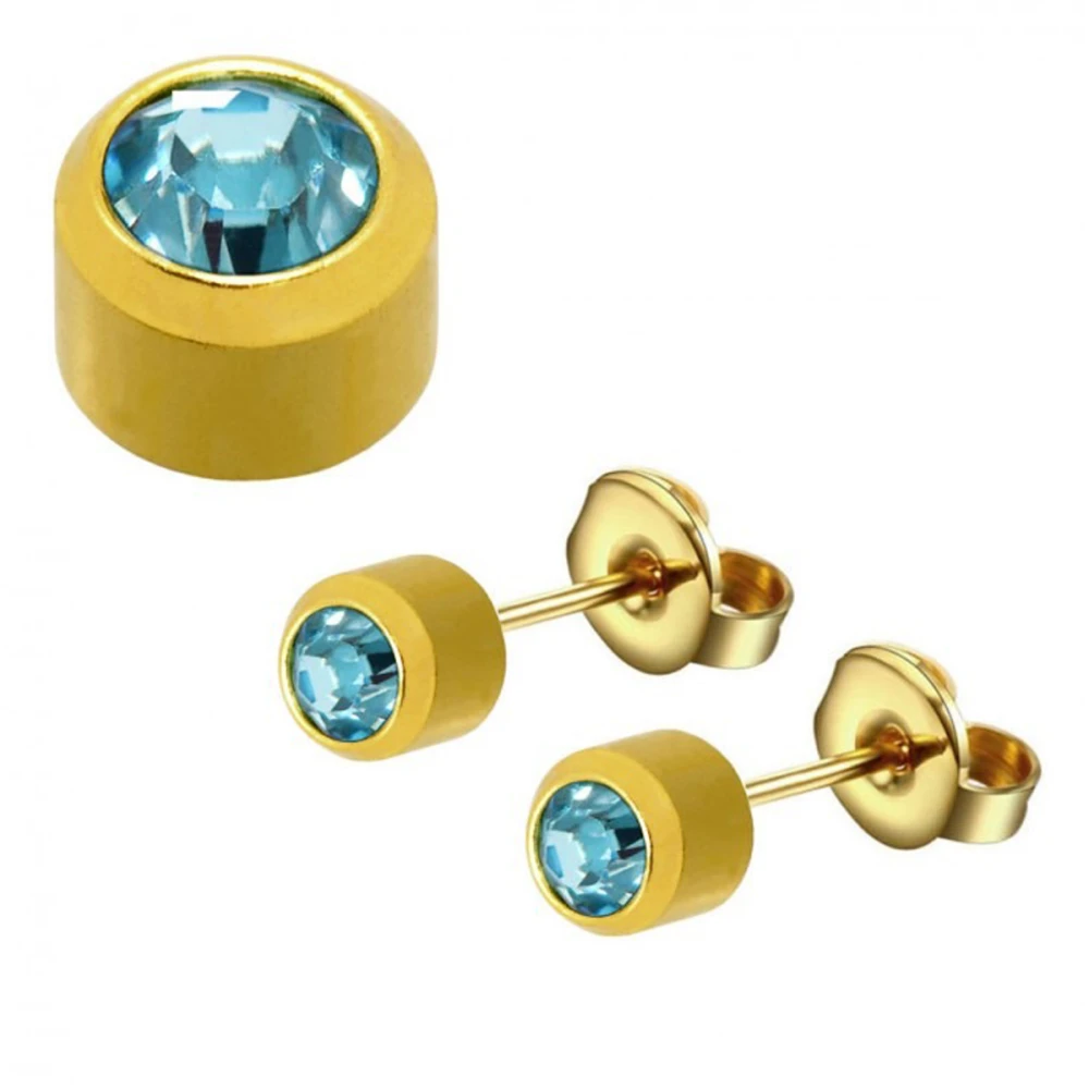 Серьги Caflon Studex средний размер (Аквамарин - март R203Y)